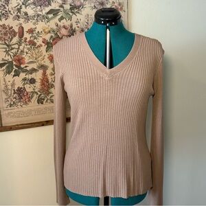 V-Neck Ribbed Sweater
